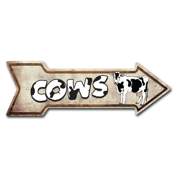 Cows Arrow Sign Funny Home Decor 36in Wide